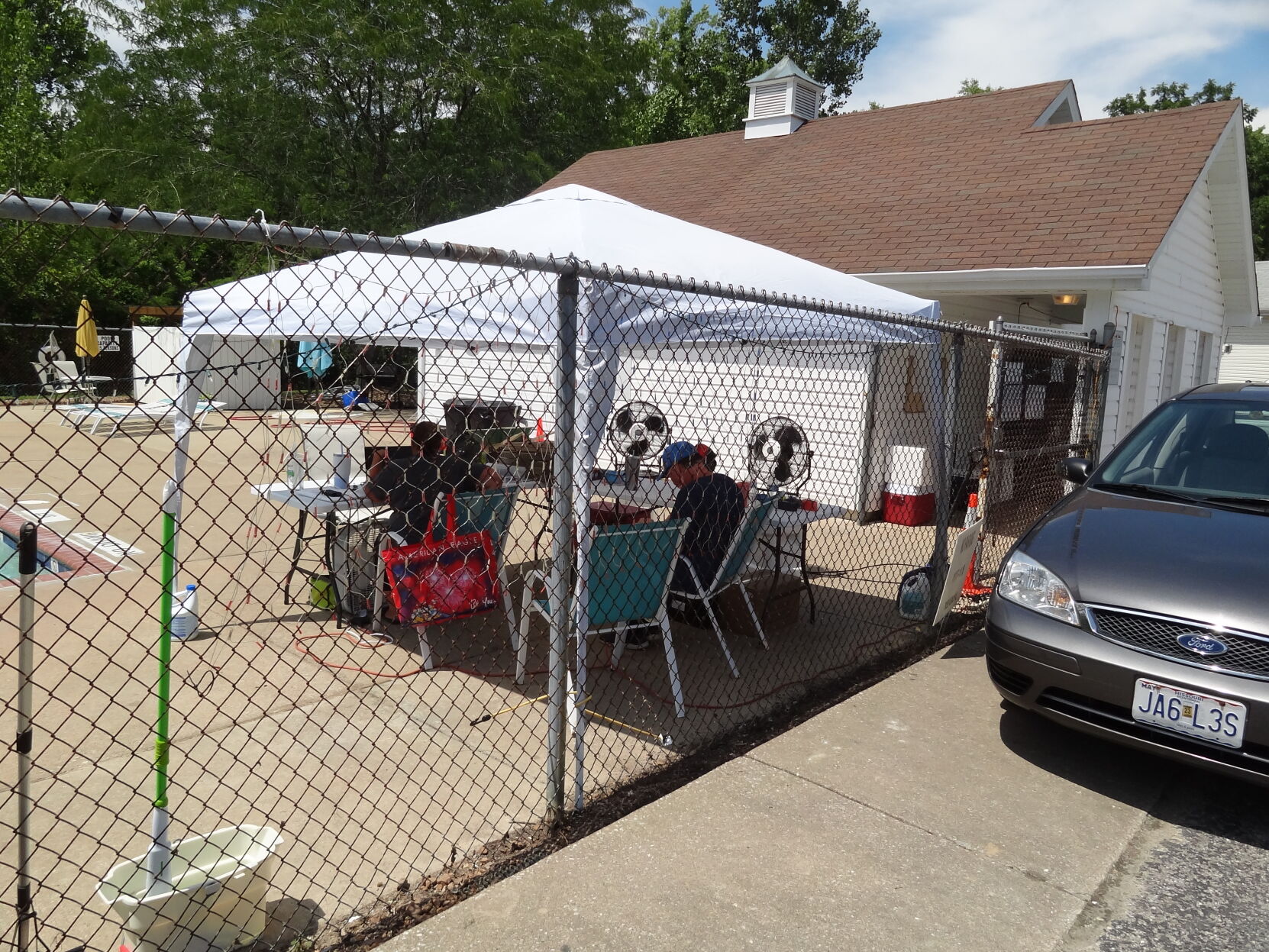 HOA Board - homeowner - volunteer staging area with donated fans